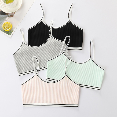 Girls' Underwear Puberty Development Age Primary School Students Children Small Backless Bra Summer Thin 10 Years Old 13 Years Old Teenage Girls' Bra