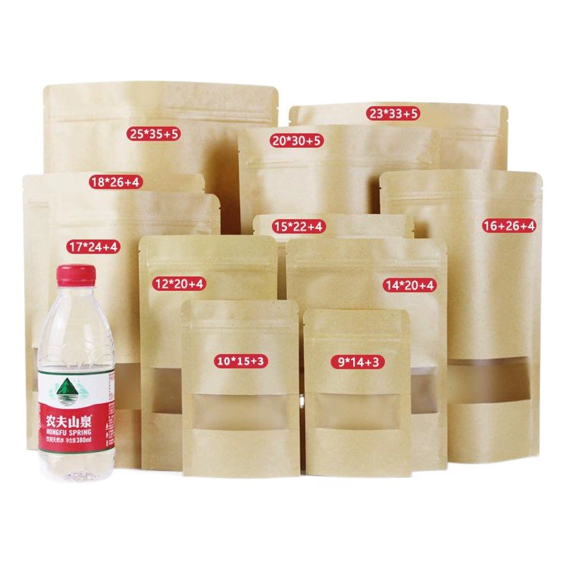 Самостоятельная крафт-бумага сумка утолщена прозрачная матовая, открытая окно