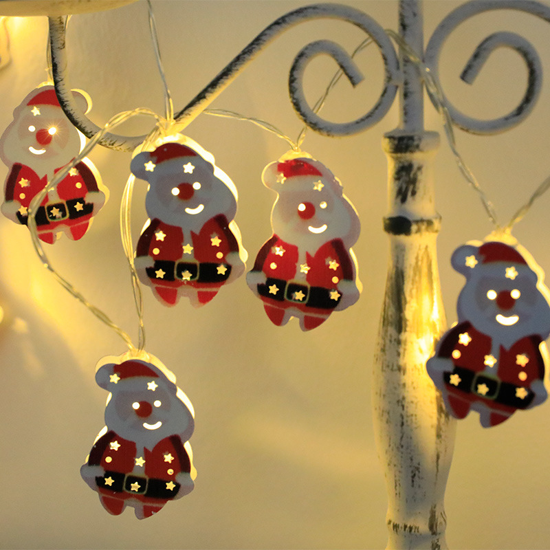 LED電池ランプはクリスマスツリーの鹿のクリスマスの靴下の手袋の鈴の雪の老人のクリスマスの鉄の芸の装飾の明かりをつなぎます。|undefined
