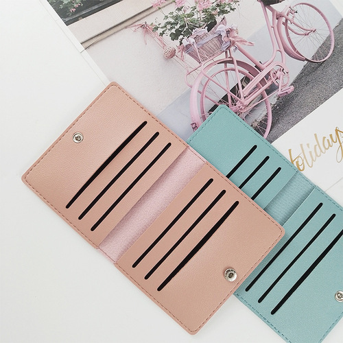 Cross-border multi-color thickened pu leather girls' ID card holder with multiple card slots and large capacity card holder card holder wholesale
