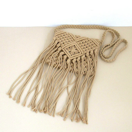 Manufacturer cotton thread small square bag hand-woven bag tassel flip shoulder crossbody bag beach bag summer women's bag