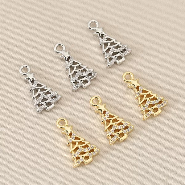 18K gold inlaid zircon christmas tree series pendant handmade diy jewelry pendant earrings necklace bracelet