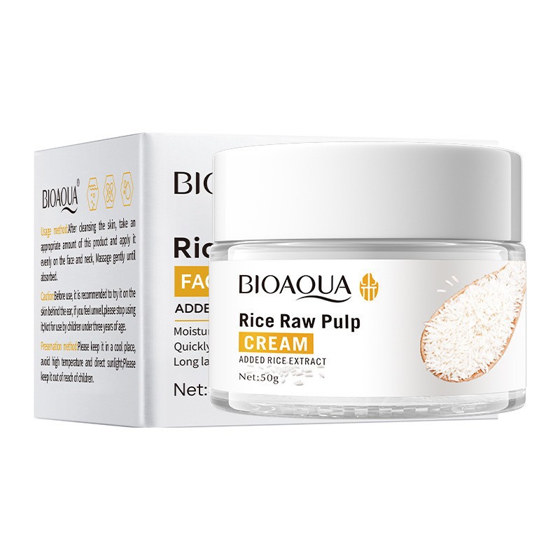 Todo en inglés BIOAOUA Kit de productos para el cuidado de la piel en puré de arroz, mascarilla facial hidratante y rejuvenecedora, crema, comercio exterior transfronterizo al por mayor image 6