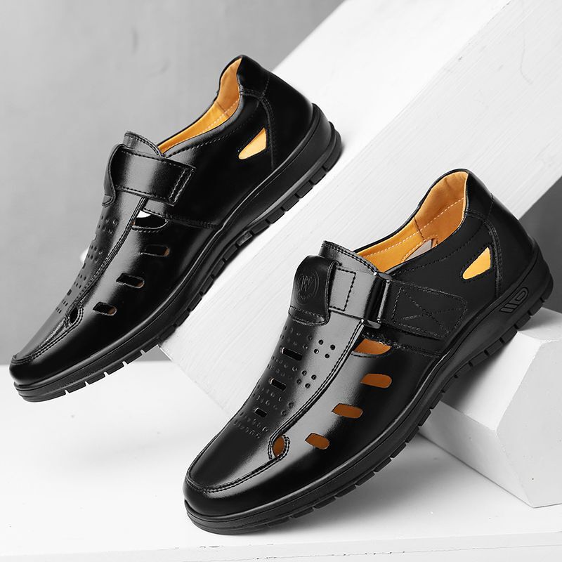 Summer Hollow Sandals Men's Casual Breathable Soft Sole Soft Surface Croc Shoes Middle-Aged and Elderly Business Dad Shoes 2024 Summer Hollow Sandals Men's Casual Breathable Soft Sole Soft Surface Croc Shoes Middle-Aged and Elderly Business Dad Shoes 2024