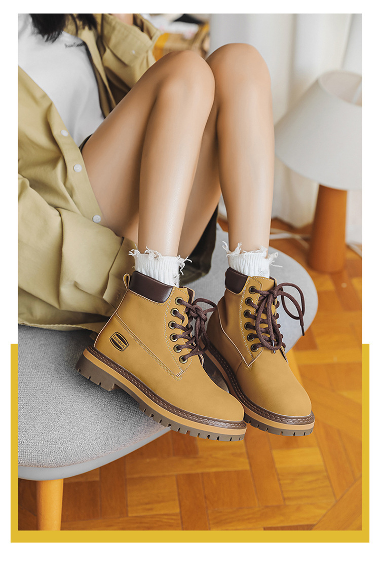 Men's English Style Thick Sole Mid Barrel Boots For Couples_voghion.com