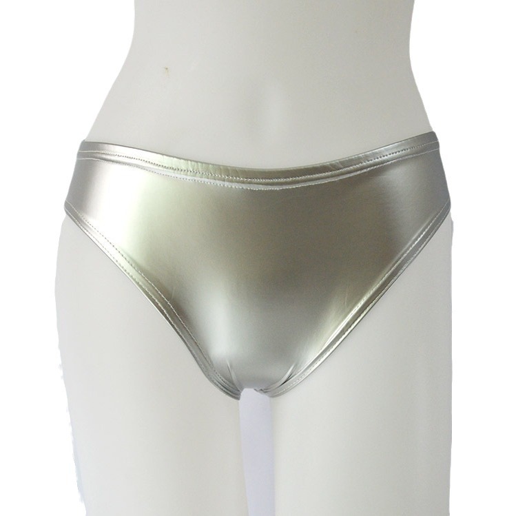 Sexy brillante PU anti-exposición pantalones de cuero de las mujeres ropa interior de cuero brillante de las mujeres pole dance discoteca rendimiento triángulo ropa interior cadera