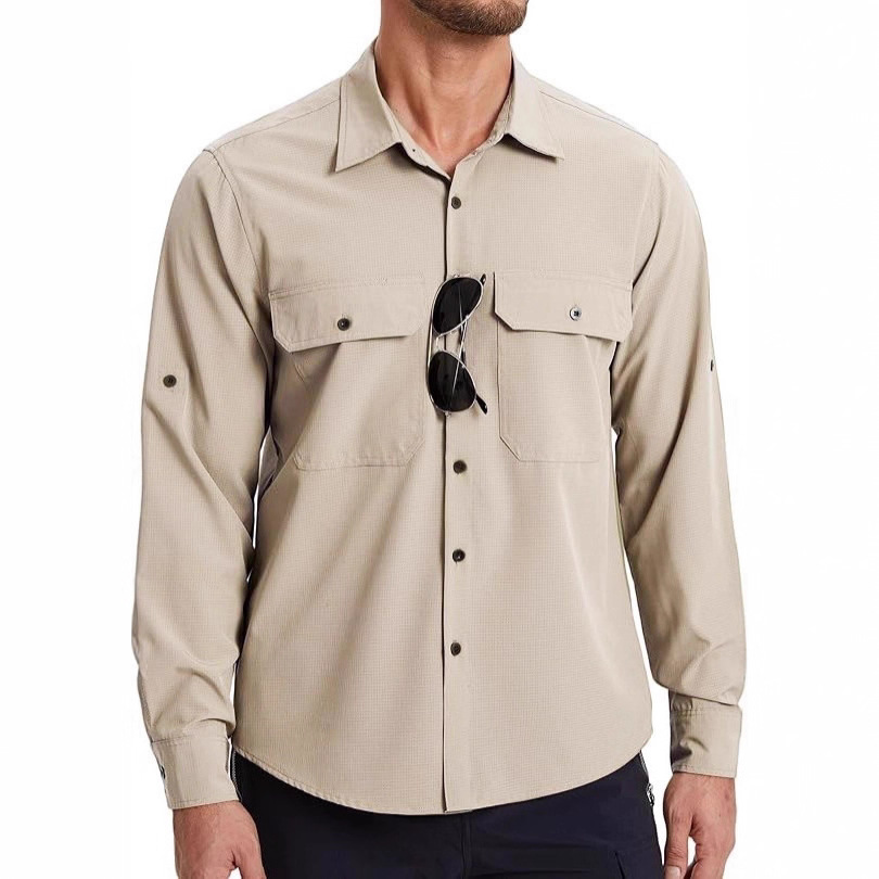 Men's Long-Sleeved Sun Protection Shirt, Anti-Uv, Quick-Drying and Cooling, Outdoor Travel, Outdoor Adventure, Hiking and Fishing Clothing for Men