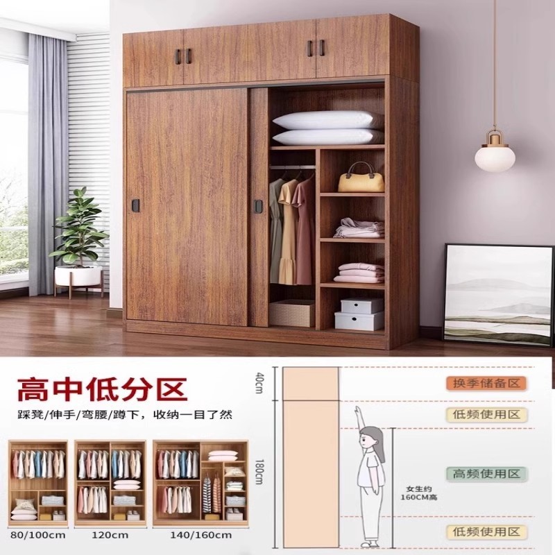 推拉门衣柜现代简约出租房用小户型简易家用卧室宿舍储物衣橱|undefined