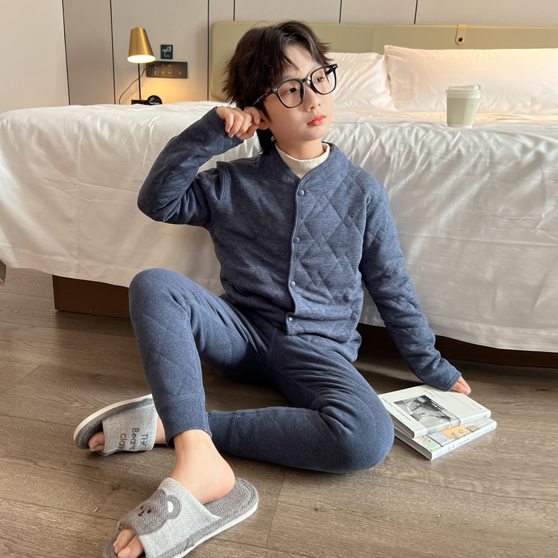 남학생 교복 아티팩트 가을과 겨울 내복 면화 패딩 코트 두꺼운 라이너 열 속옷 세트 겨울 큰 어린이 면화 패딩 코트
