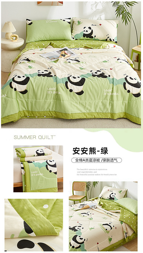 Klasse-A 100% Baumwolle Sommerkühler Quilt aus Xinjiang-Baumwolle Sommerbettset vierteilig maschinenwaschbar Sommer-Klimaanlage Quilt dünne Bettdecke 3