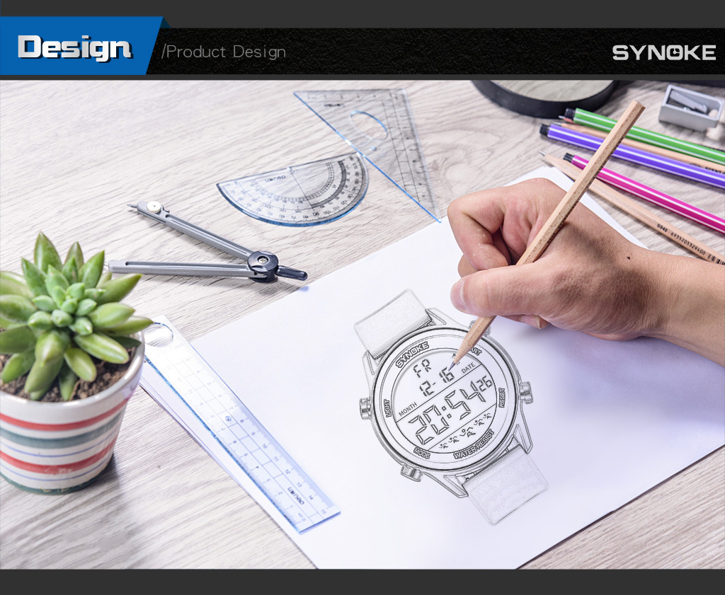 SYNOKE Men's Sports Silicone Electronic Watch Waterproof Luminous Large Screen Outdoor Mountaineering Watch Running Student Fashion_voghion.com