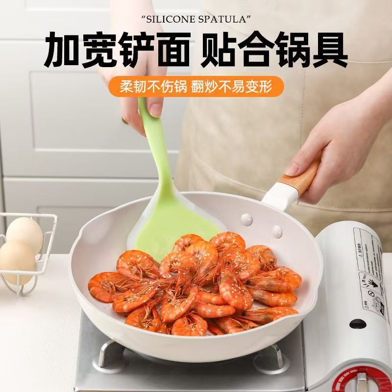 Silikon-Kochmesser hitzebeständig antihaftbeschichtet Pfannenschaber Tamagoyaki-Pfanne Wok-Kochspatel Küchenutensilien Crêpes-Spatel Großhandel Drop-Shipping