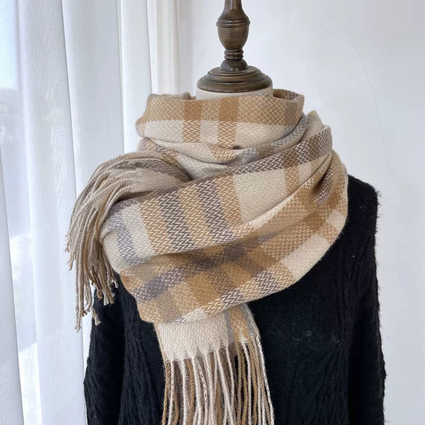 Winter Scarf for Women 2026 New Style European and American Imitation Cashmere Plaid Printed Scarf Korean Style Tassel Shawl Wholesale