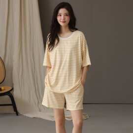 夏季新款莫棉女短袖短裤套装睡衣运动休闲女家居服图片莫代尔其他
