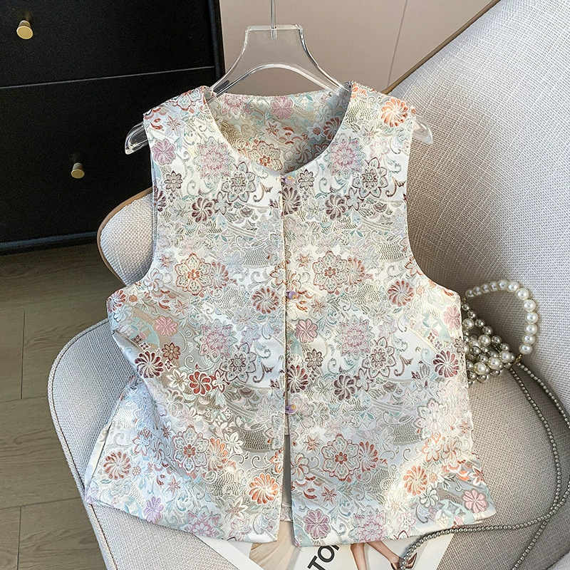 Новый новый китайский классический китайский костюм маленький круглый воротник с пуговицами топ с вышивкой