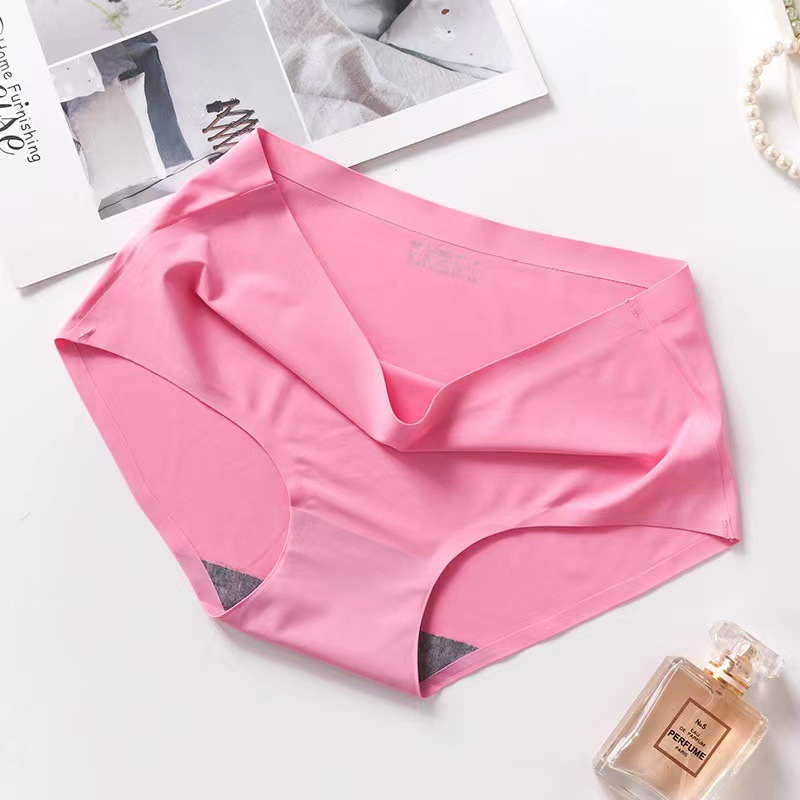 Ropa interior sin costuras de seda de hielo calzoncillos de cintura media de una pieza para mujer tablero ligero más tamaño Pantalones de mujer sexy ropa interior Mujer 810