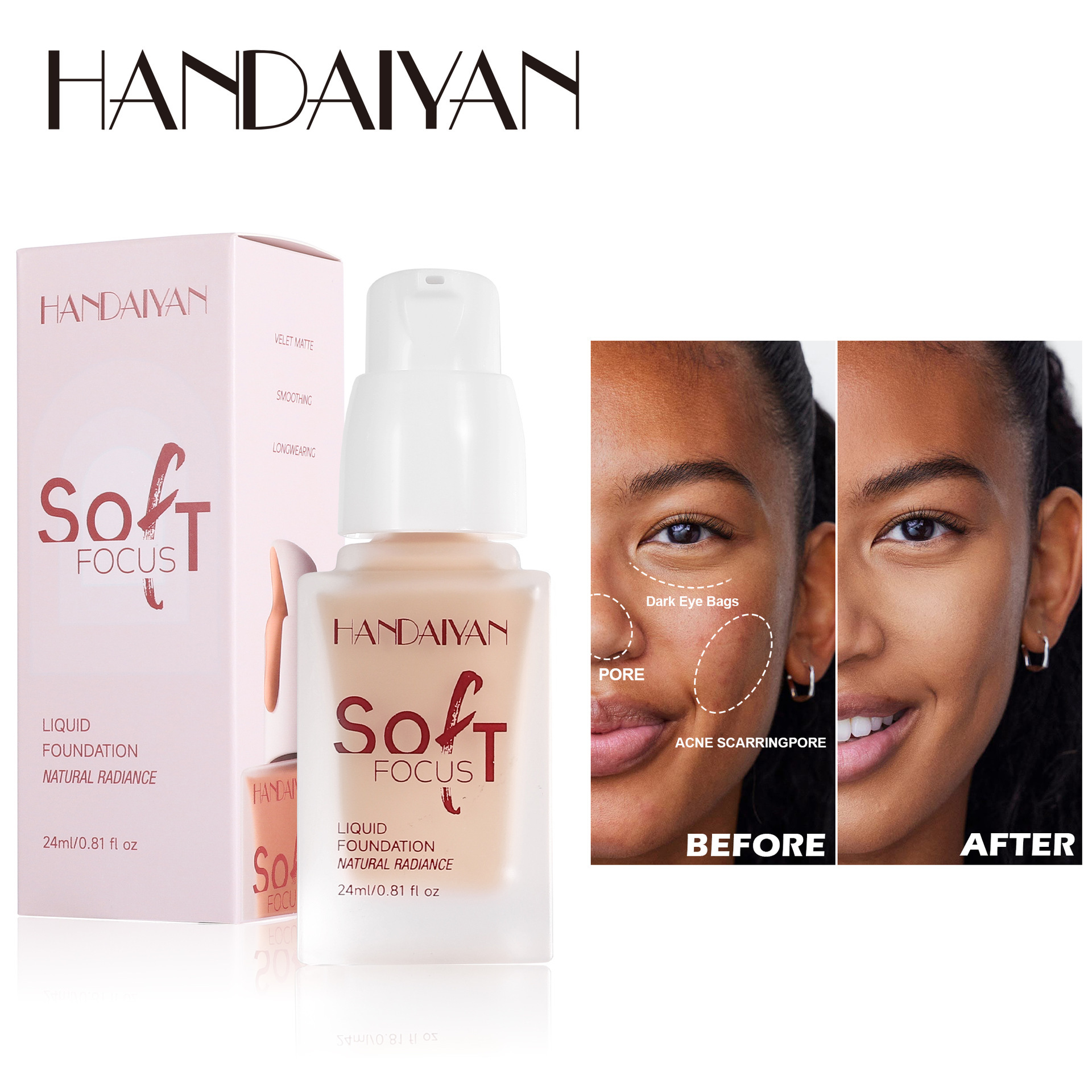 Base líquida transfronteriza opacificante duradero sin quitar el maquillaje, base humectante no pegajoso, maquillaje al por mayor.
