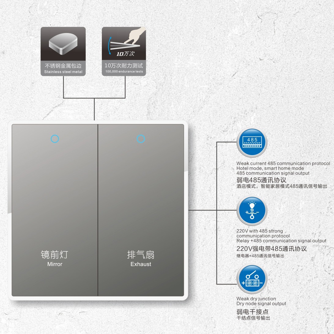 生产工厂特价批发2开无线433智能酒店连体开关多功能嵌入式