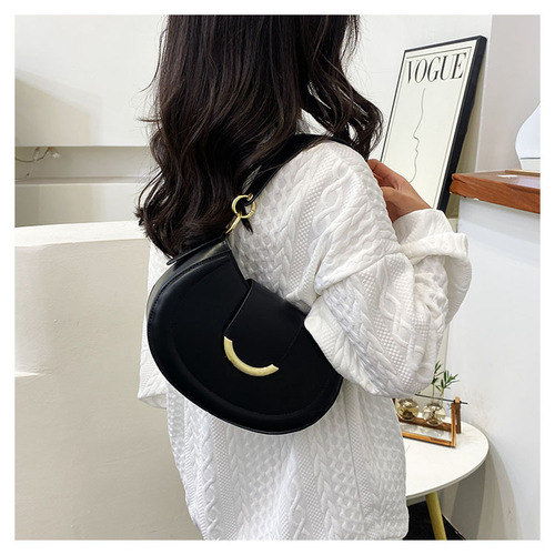 Vintage Bag Women's 2024 New Arrival Trendy Fashion Texture Shoulder Underarm Bag Solid Color High-End Style Crossbody Saddle Bag
