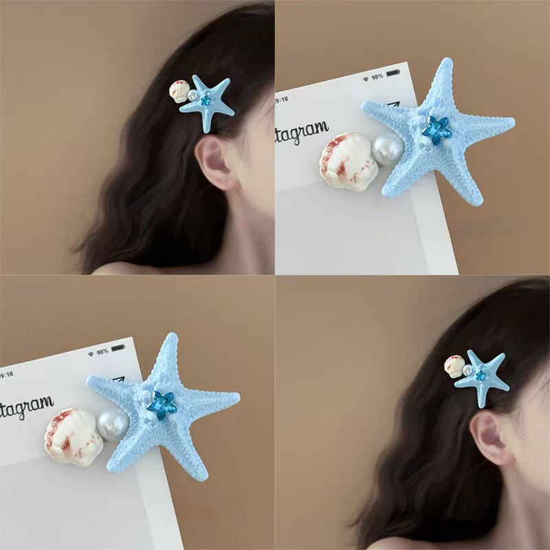 Colorful Dopamine Starfish Shell Hair Clip for Women, Light Luxury Personality Seaside Vacation Style Side Clip, Versatile Hair Accessory Colorful Dopamine Starfish Shell Hair Clip for Women, Light Luxury Personality Seaside Vacation Style Side Clip, Versatile Hair Accessory