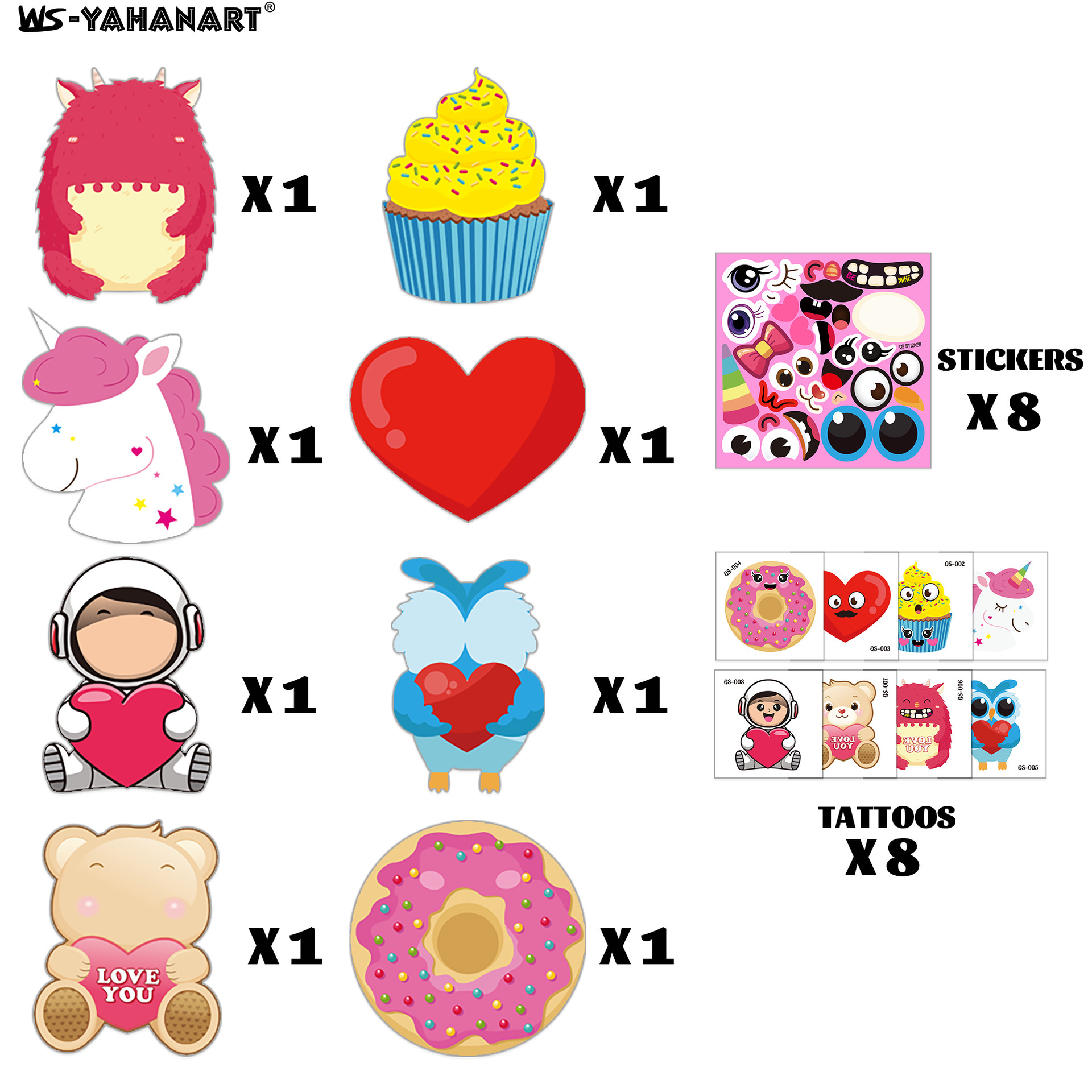 Ventas transfronterizas calientes Día de San Valentín colorido caricatura DIY Tarjeta de felicitación Día de la Madre Decoración de San Valentín Confesión Conjunto de regalo
