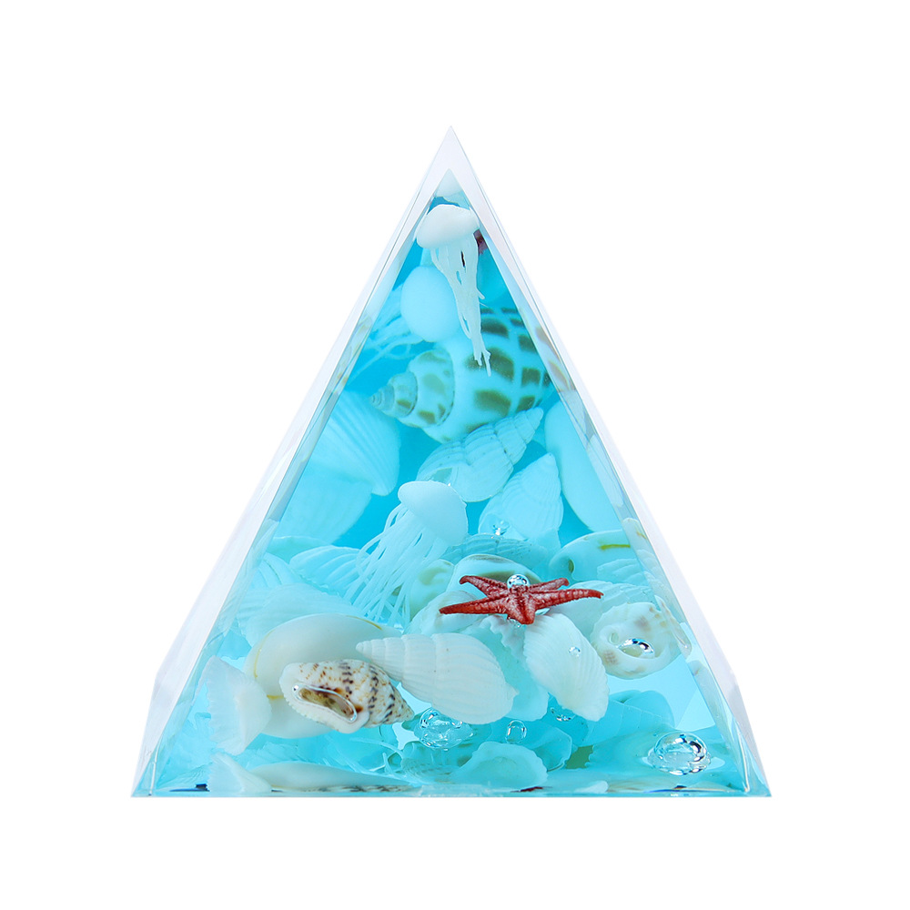 Ocean Series Micro-Landscape Pyramid Cone Resin Crafts Night Light Souvenir Gift Desktop Ornament