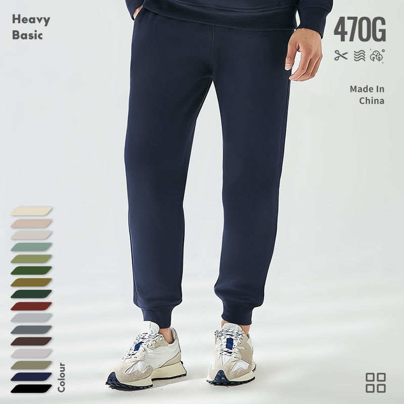 470g Otoño e Invierno pesado tobillo-atado cordón engrosado forro de lana gruesa de los hombres y las mujeres de la marca de moda casual tobillo-atado pantalones de chándal moda