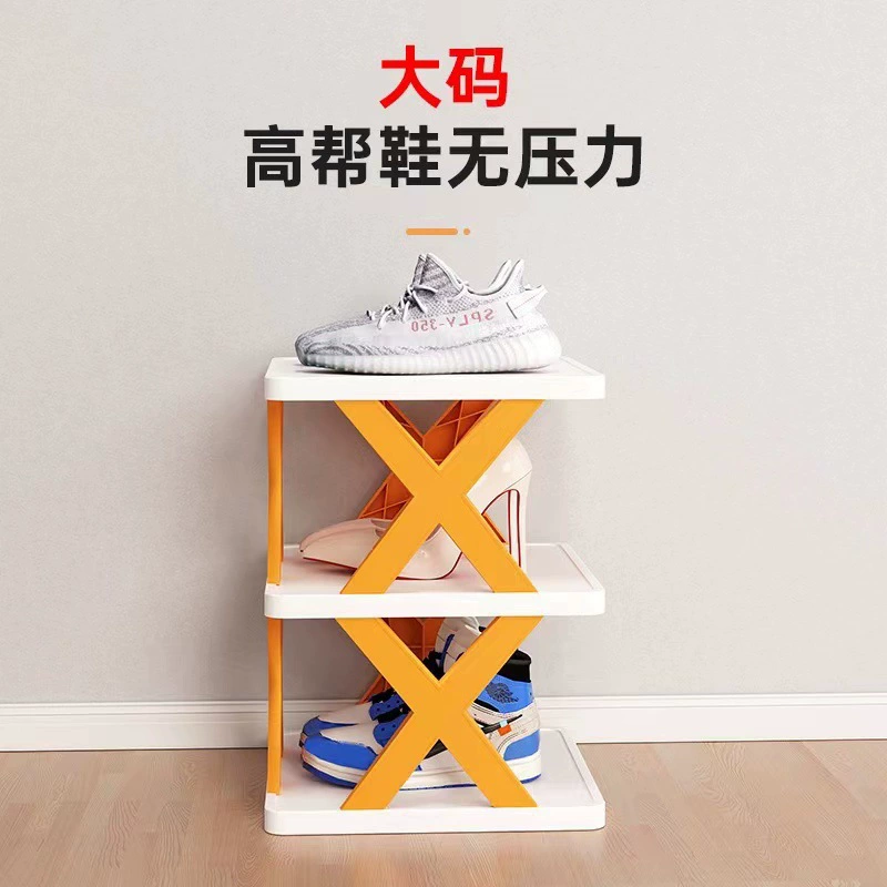 Двойной/Douyin Простая полка для обуви, пространство провинции, хранение обуви, многофункциональная креативная пластиковая многоярусная складная небольшая обувная тумба