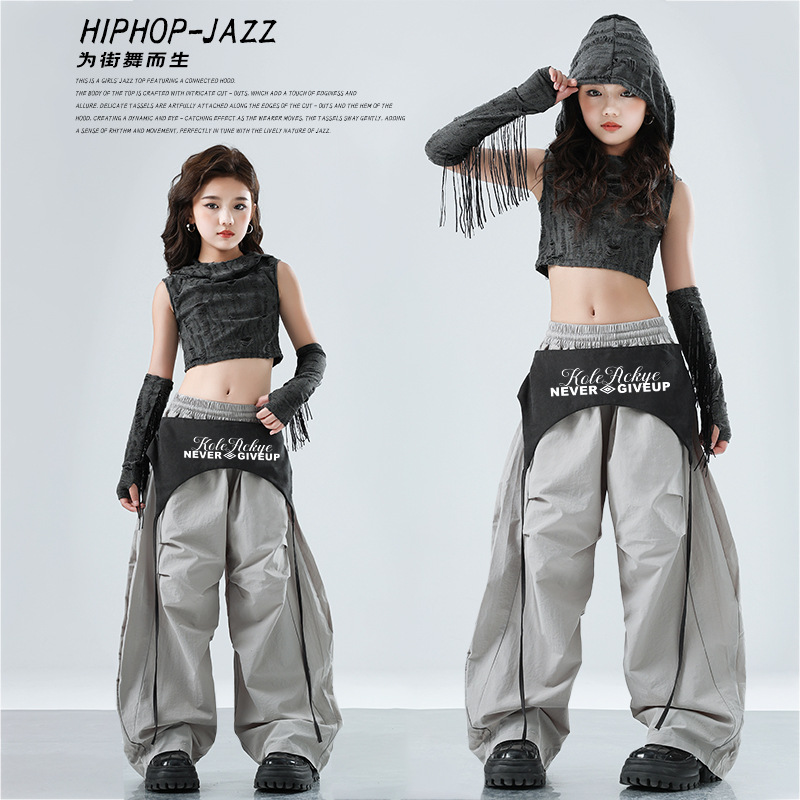 女童爵士舞服装女孩街舞套装少儿舞蹈衣服走秀潮装儿童演出服潮衣