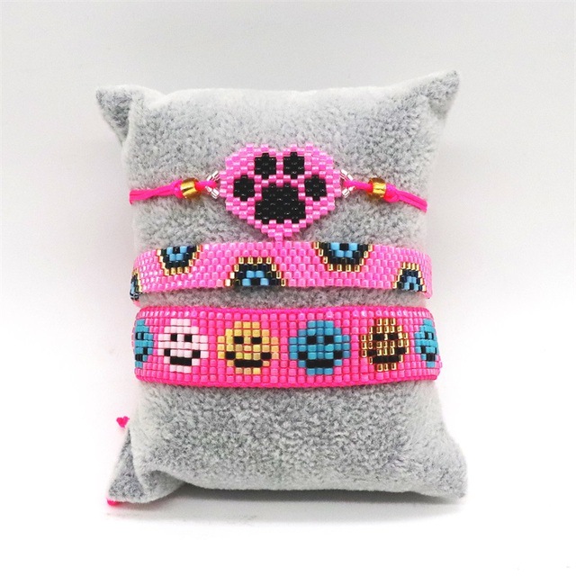 Women's Gender Novelty Cartoon Heart Shape Glass Wholesale Beaded Bracelets