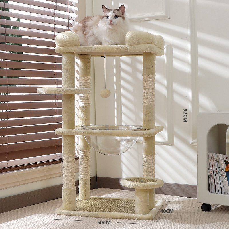 Árbol para Gatos Grande Transfronterizo Hecho de Sisal, Soporte para Gatos que Ahorra Espacio, Modelo de Exportación, Árbol para Gatos Integrado con Cama para Gatos, Suministros Populares para Mascotas.