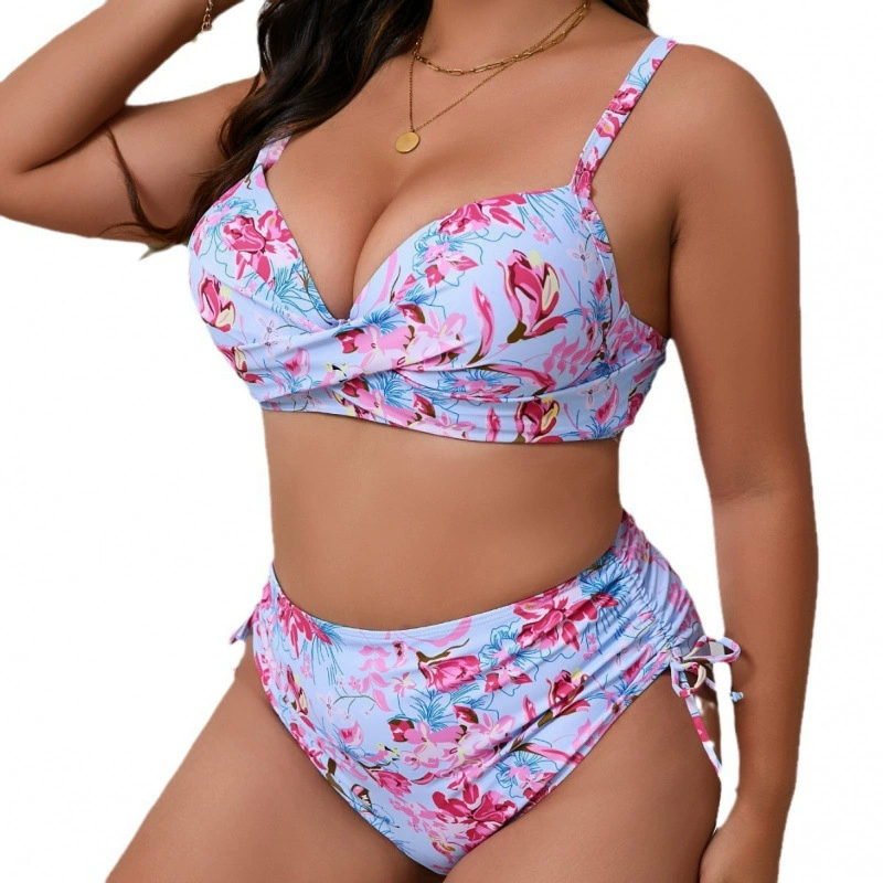 Бретельки, купальник, европейский стиль, надевается на плечо, plus size, высокая талия