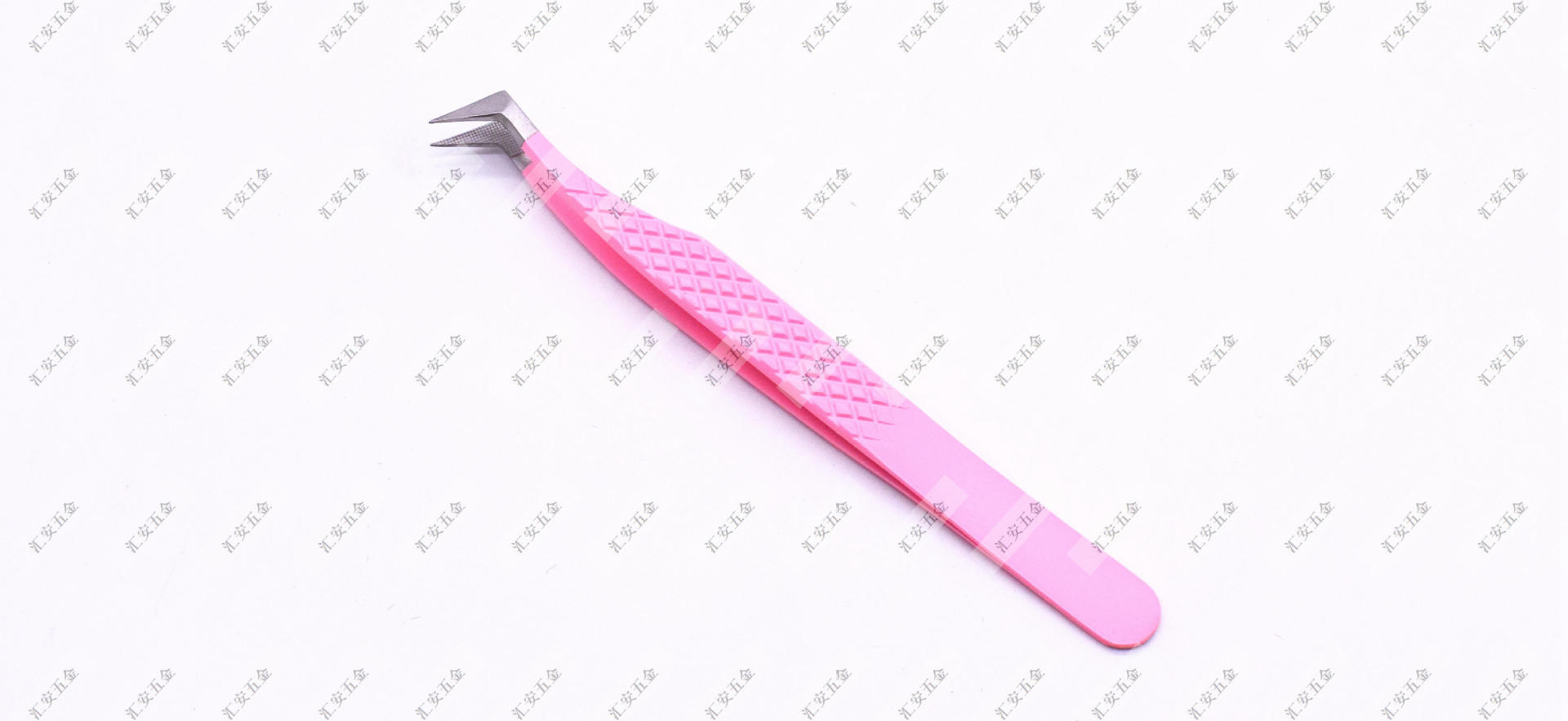 Factory supplies pink embossed fiber-tipped tweezers, fiber tips, high-precision serrated eyelash extension tweezers.