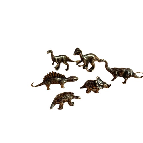 Creative copper-plated dinosaur small ornaments Jurassic dinosaur tea pet ornaments simulation hand model home decoration ornaments