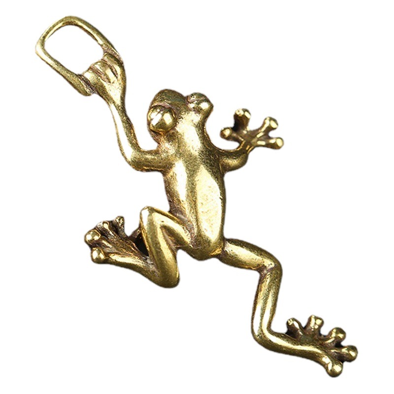 Brass Little Frog Pendant Creative Frog Little Jumping Frog Keychain Pendant DIY Hardware Accessories Stall Small Bronze Ware