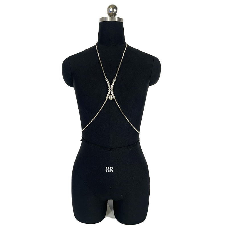 Новый минималистский X-образный страз изогнутый сундук европейских и американских звезд с той же цепочкой тела