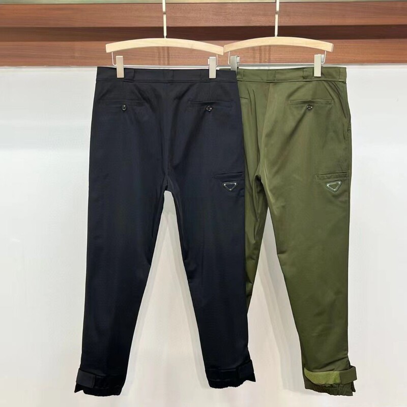 Pujia 25Ss Spring and Summer New Fashion Velcro Double-Layer Drawstring Pants Men's Pujia Triangle Logo Casual Pants