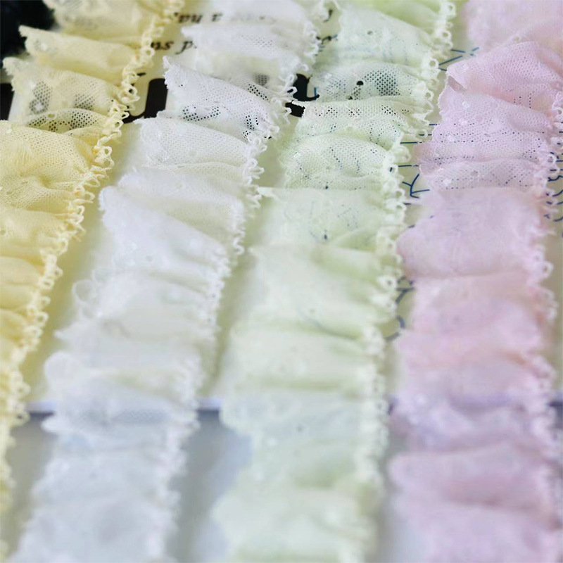 R9FA森系少女蕾丝褶皱刺绣手工衣服裙边裙摆装饰童装布艺花边批发