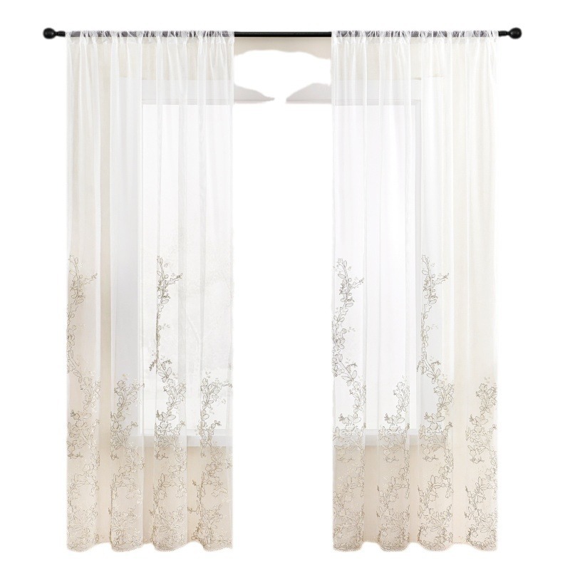 2024 nuevo estilo europeo bordado ligero balcón sala de estar ventana flotante dormitorio bordado cifrado cortina blanca
