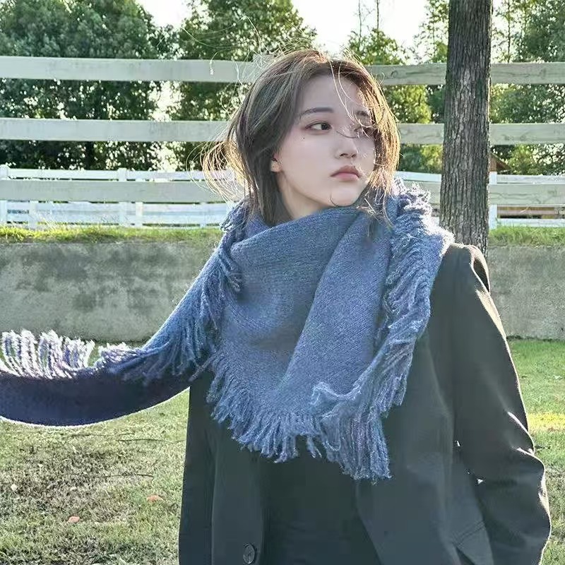 Dune vagabundo sensación de lana mezclada toalla de triángulo bordilla temperamento universal mantle bufandas de cuello coreano inns