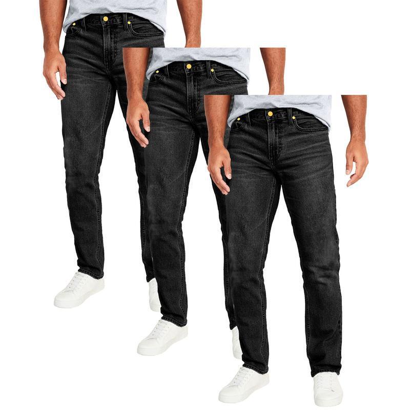 跨境Men's 3 Pack Flex Stretch Slim Straight Jeans with 5|undefined