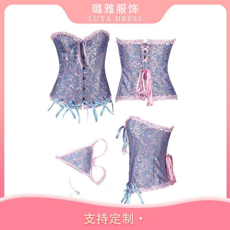 Fábrica al por mayor europea y americana sexy corte corsé vestido de novia ropa interior corsé