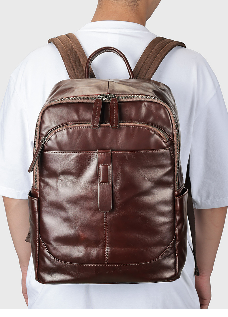 Men's Genuine Leather Backpack - Stylish Casual Laptop Bag_voghion.com