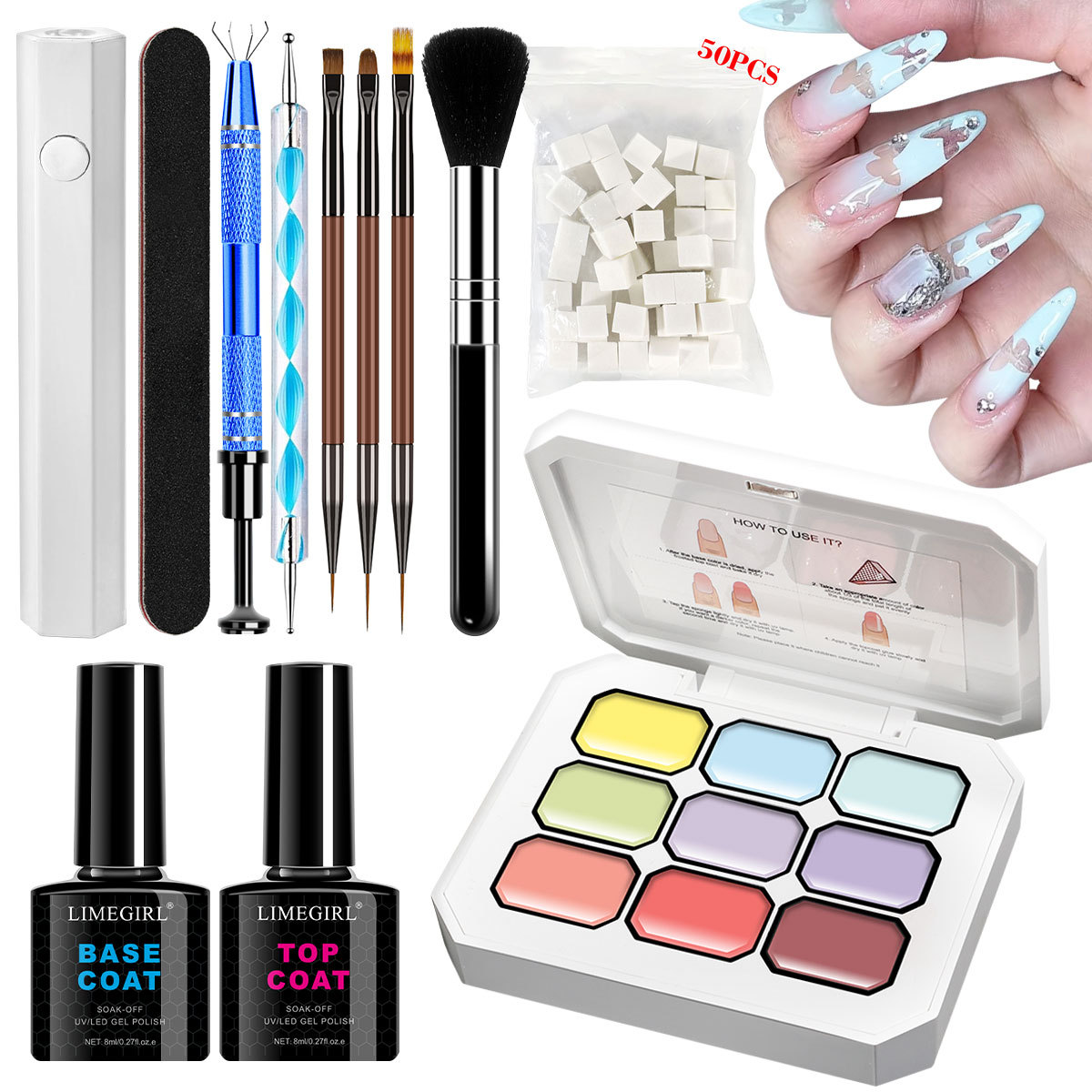 Nuevo Jiugongge sólido batida de goma de tinta de pintura gradiente de alta saturación popular pegamento de nail gel conjunto de pegamento de uñas