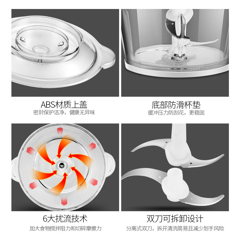 奥克斯/AUX绞肉机家用1.8L辅食搅拌机电动蒜泥器碎肉多功能料理机|undefined