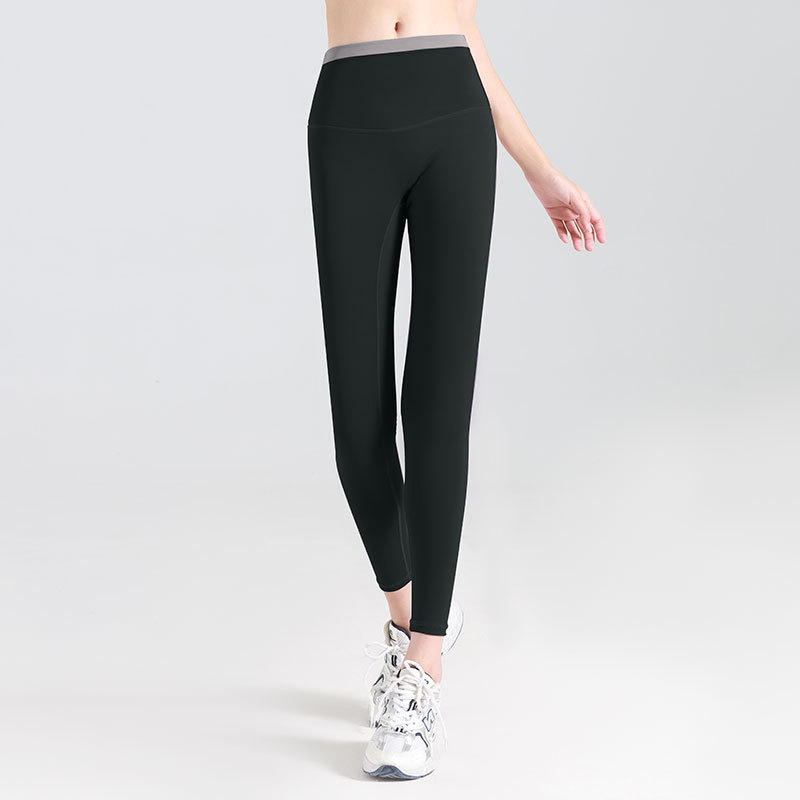 Juyitang pantalones de yoga sin línea de vergüenza costura de cintura sin costuras deportes transpirables correr fitness pantalones recortados mujeres