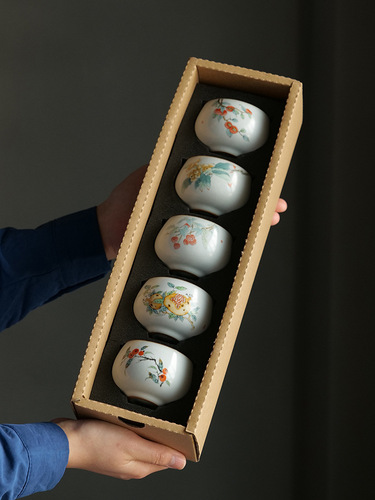 Tea cup for making tea by the fire, tea cup set, kung fu tea set, tea cup, master cup, single cup, five gift boxes