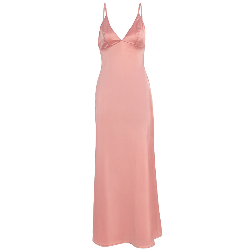 Sexy V Neck Halter Dress Pure Desire Style Backless Slim Fit Long Dress For Women Party Evening Dating_ecoleips.com