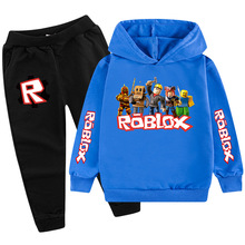 跨境Roblox热销卡通印花图案儿童男孩帽衫卫衣+长裤 PB038-1XX
