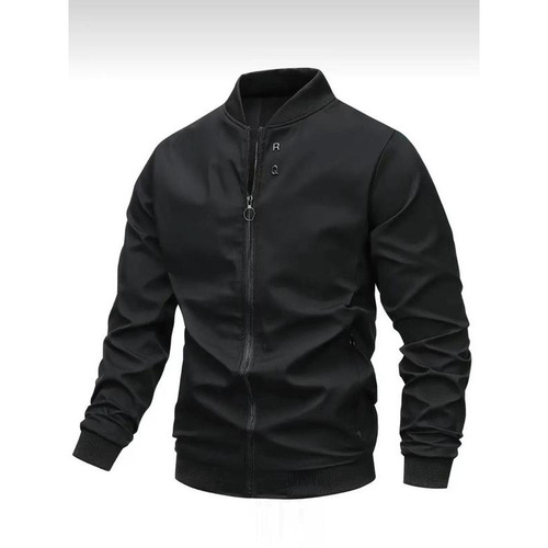 ①U3402026 New Men's Plain Long-Sleeve Zipper Front Collar Warm Jacket